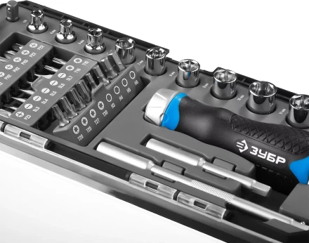 Набор ЗУБР &quot;ПРОФЕССИОНАЛ&quot;: Отвертка реверсив с двухкомп рукоят, насадки, CrMo, рукоят с отсеком для хранения бит, 38 предметов 25352-H38 купить в Нефтеюганске