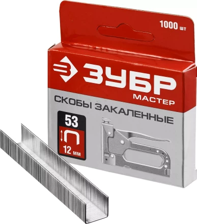 Скобы тип 53, 12 мм, закаленные, ЗУБР &quot;МАСТЕР&quot; 31625-12, 1000 шт 31625-12 купить в Нефтеюганске