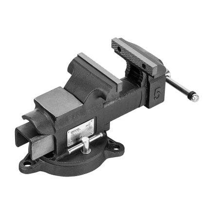 Тиски слесарные BVH-125, 125 мм, поворотные, стальная направляющая, с наковальней //Denzel 18684 купить в Нефтеюганске