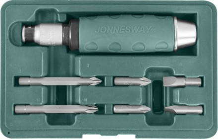Ударная отвертка с битами SL8 SL10мм  PH2 PH3  36мм  PH2 PH3   80мм 7 предметов AG010055A Jonnesway 48649 купить в Нефтеюганске