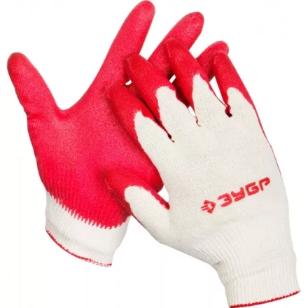 Перчатки ЗУБР &quot;МAСTEP&quot; трикотажные, х/б, обливная ладонь из латекса, S-M 11458-S купить в Нефтеюганске