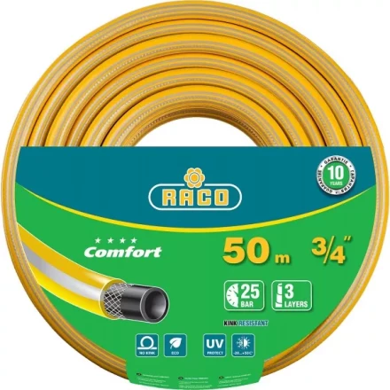 Шланг RACO COMFORT поливочный, 25атм., армированный, 3-х слойный, 3/4&quot;х50м 40303-3/4-50_z01 купить в Нефтеюганске
