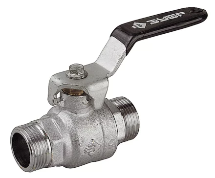 Кран шаровой ЗУБР полнопроходной &quot;папа-папа&quot;, ручка, хромиров латунь, 3/4&quot; 4-51322-C-3/4 купить в Нефтеюганске