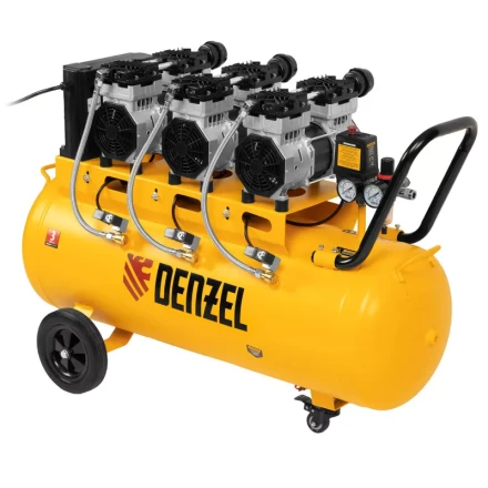 Компрессор безмасляный, малошумный  DLS 2250/100, 2250 Вт, 3x750, 100 л, 410 л/мин блок управления/ Denzel 58029 купить в Нефтеюганске