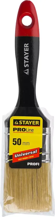 Кисть плоская STAYER "UNIVERSAL-PROFI", светлая натуральная щетина, деревянная ручка, 50мм 0104-050 купить в Нефтеюганске