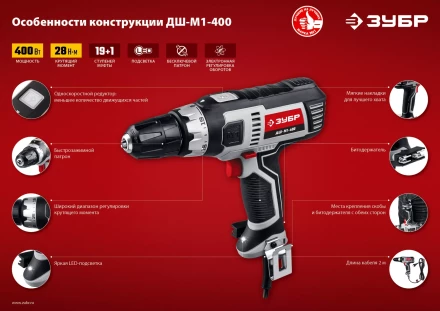 Дрель-шуруповерт сетевая ДШ-М1-400 серия МАСТЕР купить в Нефтеюганске