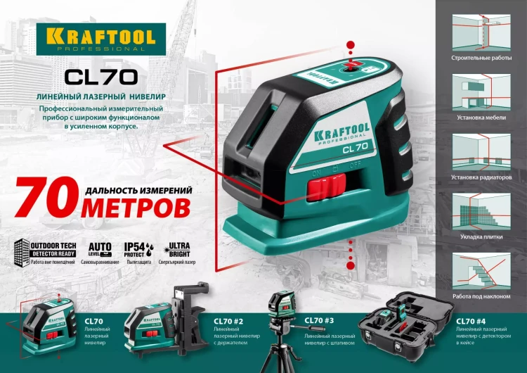 Нивелиры лазерные CL-70, 360 град, 20/70м, IP54 34660-2 купить в Нефтеюганске