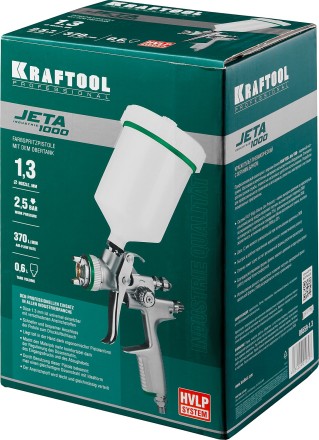 Краскопульт пневматический KRAFTOOL &quot;PRO&quot; Jeta 1000, HVLP, c верхним бачком, 1,3мм 06559-1.3 купить в Нефтеюганске