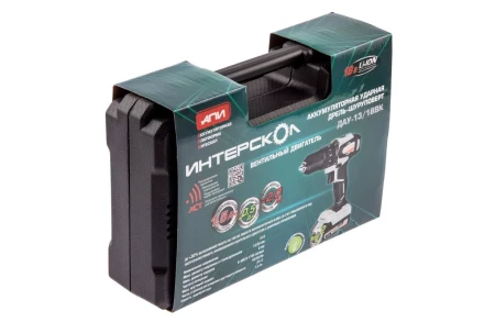 Аккумуляторная дрель-шуруповерт ИНТЕРСКОЛ ДАУ-13/18ВК (573.1.2.70) Li-ion АПИ (кейс, 2 х 1,5Ач, ЗУ) купить в Нефтеюганске