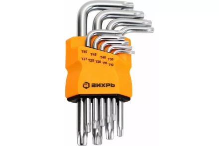 Набор ключей имбусовых Вихрь Torx , 9 шт, T10-T50 73/6/5/12 купить в Нефтеюганске