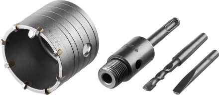 Коронка ЗУБР буровая,  коническая посадка центрирующего сверла, SDS-Plus хвостовик, в сборе, 65мм 2918-65_z01 купить в Нефтеюганске