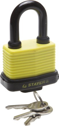 Замок STAYER &quot;MASTER&quot; навесной, всепогодный, пластиковая защита корпуса, с закаленной дужкой,на карточке, 60мм 37140-50 купить в Нефтеюганске