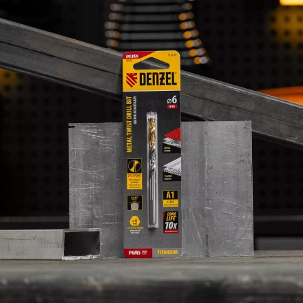 Сверло спиральное по металлу Denzel 6 x 93 мм, Р6М5, Golden Tip, 718235 купить в Нефтеюганске