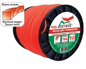 Леска для триммера SQUARE TWIST (квадрат крученый) катушка 2,4ММХ328М купить в Нефтеюганске