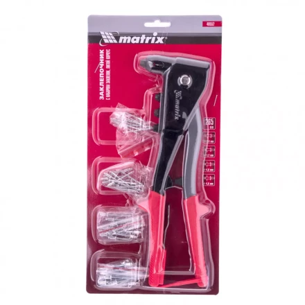 Заклепочник литой 260 мм с набором заклепок заклепки 2,4-3,2-4,0-4,8 мм Matrix 40552 купить в Нефтеюганске