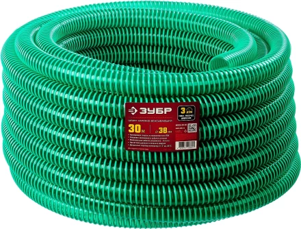 ЗУБР 38 мм x 30 м, 3 атм, со спиралью ПВХ, напорно-всасывающий шланг (40325-38-30) купить в Нефтеюганске