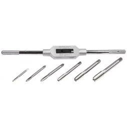 Набор ЗУБР "МАСТЕР" с металлореж. инструментом, метчики однопроходные М4-М12, метчикодержатель - на карточке, 7предметов 28126-H7