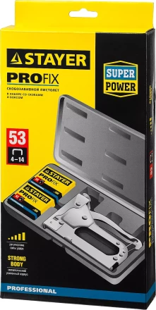 Степлер &quot;Pro 53&quot; для скоб тип 53 (4-14 мм), в кейсе, STAYER Professional 3150-H4_z01 купить в Нефтеюганске