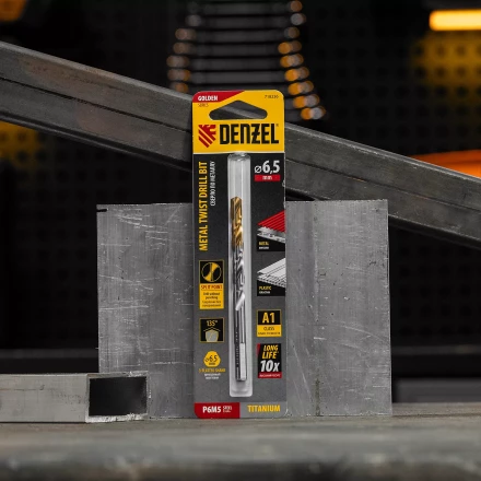 Сверло спиральное по металлу Denzel  6,5 x 100 мм, Р6М5, Golden Tip 718236 купить в Нефтеюганске