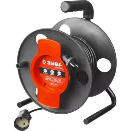 Удлинитель ЗУБР &quot;МАСТЕР&quot; на катушке, ПВС 2х1кв мм, 1 гнездо, макс мощн 2200Вт, 30м 55075-30 купить в Нефтеюганске