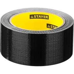 Армированная лента, STAYER Professional 12086-50-25, универсальная, влагостойкая, 48мм х 25м, черная 12086-50-25