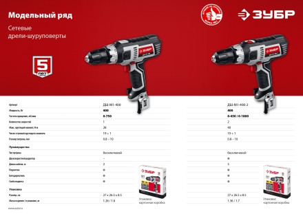 Дрель-шуруповерт сетевая ДШ-М1-400-2 серия МАСТЕР купить в Нефтеюганске
