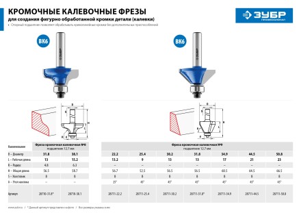 Фреза кромочная калевочная(фасочная) №9 с подшипником 127мм серия ПРОФЕССИОНАЛ купить в Нефтеюганске