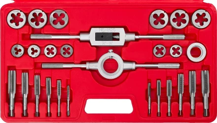Набор ЗУБР &quot;МАСТЕР&quot; с металлорежущим инстр., метчики однопроходные и плашки М5-М16, оснастка - в пластик. боксе, 27пред. 28123-H27 купить в Нефтеюганске