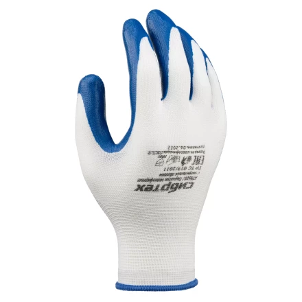 Перчатки полиэфирные с синим нитрильным покрытием, размер 9, 13 класс вязки// Сибртех 678625 купить в Нефтеюганске