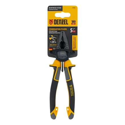 Плоскогубцы комбинированные 180 мм Denzel 17081, трехкомпонентные рукоятки купить в Нефтеюганске