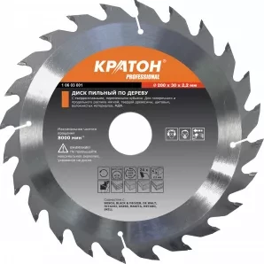 Диск пильный по дереву Кратон 200 х 32 х 2,2 мм 24T 1 06 02 030 купить в Нефтеюганске