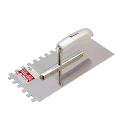 Гладилка из нержавеющей стали 280 x 130 мм деревянная ручка зуб 10 x 10 мм Matrix 86741 купить в Нефтеюганске