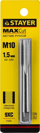 Метчик STAYER &quot;MASTER&quot; одинарный, для сквозных отверстий, сталь 9ХС, М10х1,5 28020-10-1.5 купить в Нефтеюганске