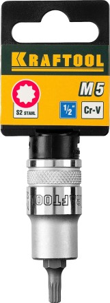 Торцовая бита-головка KRAFTOOL &quot;INDUSTRIE QUALITAT&quot;, материал S2, SPLINE, сатинированная, 1/2&quot;, M5 27911-05_z01 купить в Нефтеюганске