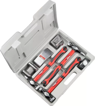 Набор рихтовочный 3 молотка с фибергласовыми ручками 4 наковальни в пласт. боксе MATRIX 10845 купить в Нефтеюганске