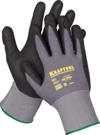 Перчатки KRAFTOOL &quot;EXPERT&quot; нейлоновые, 15 класс, вспененное нитриловое покрытие, M 11285-M купить в Нефтеюганске