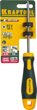 Отвертка KRAFTOOL, Cr-Mo-V сталь, двухкомпонентная противоскользящая рукоятка, PZ, №2x100мм 250073-2-100 купить в Нефтеюганске