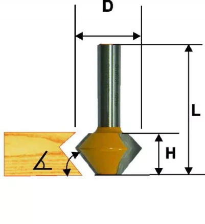 Фреза кромочная конусная Ф38,1Х22,2 мм 22,5 град. хвостовик 12 мм Энкор 46372 купить в Нефтеюганске