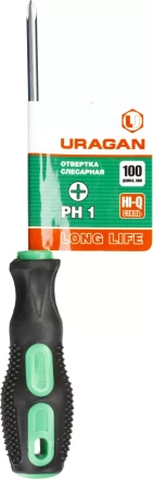 Отвертка URAGAN c двухкомпонентной рукояткой, PH1 x 100мм 25076-1-10_z01 купить в Нефтеюганске