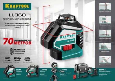 Нивелиры лазерные LL-360, 360 град, 20/70м, IP54 34645-2 купить в Нефтеюганске