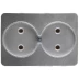 Розетка СВЕТОЗАР &quot;ГАММА&quot; без заземления, двойная, без вставки и рамки, цвет светло-серый металлик, 16А/~250В SV-54102-SM купить в Нефтеюганске