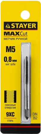 Метчик STAYER &quot;MASTER&quot; одинарный, для сквозных отверстий, сталь 9ХС, М5х0,8 28020-05-0.8 купить в Нефтеюганске