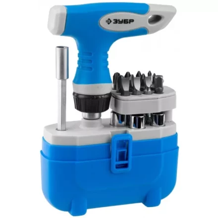 Набор ЗУБР &quot;ЭКСПЕРТ&quot; Отвертка реверсивная с пистолетной двухкомпонетной рукояткой; Cr-V биты, 20 предметов 25413-H20 купить в Нефтеюганске