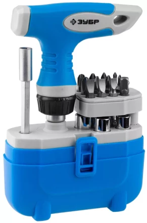 Набор ЗУБР &quot;ЭКСПЕРТ&quot; Отвертка реверсивная с пистолетной двухкомпонетной рукояткой; Cr-V биты, 20 предметов 25413-H20 купить в Нефтеюганске