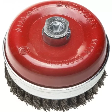 ЗУБР &quot;ПРОФЕССИОНАЛ&quot;. Щетка чашечная усиленная для УШМ, плетеные пучки стальной проволоки 0,5мм, 120ммхМ14 3527-120_z02 купить в Нефтеюганске