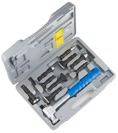 Набор рихтовочный молоток цельнометал. обрезин. ручка сменные бойки  9 шт. в боксе  MATRIX 10850 купить в Нефтеюганске