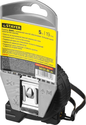 Рулетка STAYER &quot;PROFI&quot; &quot;MARS&quot;, обрезиненный корпус, 5мх19мм 34131-05 купить в Нефтеюганске