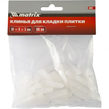 Клинья для кладки плитки 30 х 6 х 5 мм упаковка 100 штук Matrix 88081 купить в Нефтеюганске