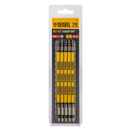 Бита PH2х150, сталь S2, цилиндр., 5шт. Е 6,3 Denzel 11647 купить в Нефтеюганске