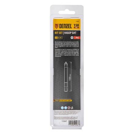 Бита PH2х150, сталь S2, цилиндр., 5шт. Е 6,3 Denzel 11647 купить в Нефтеюганске